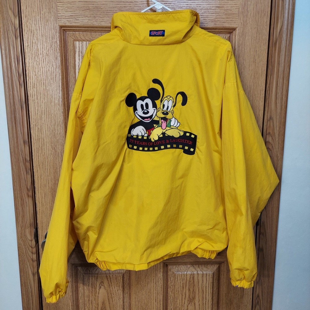 Vintage 1998 Disney 75 years Mickey Pluto Jacket Dunbrooke Sport Yellow Mens XL - Picture 8 of 16